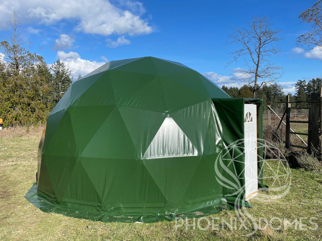 4-Season Deluxe Glamping Package Dome - 23/7M Medium Frame / Forest Green