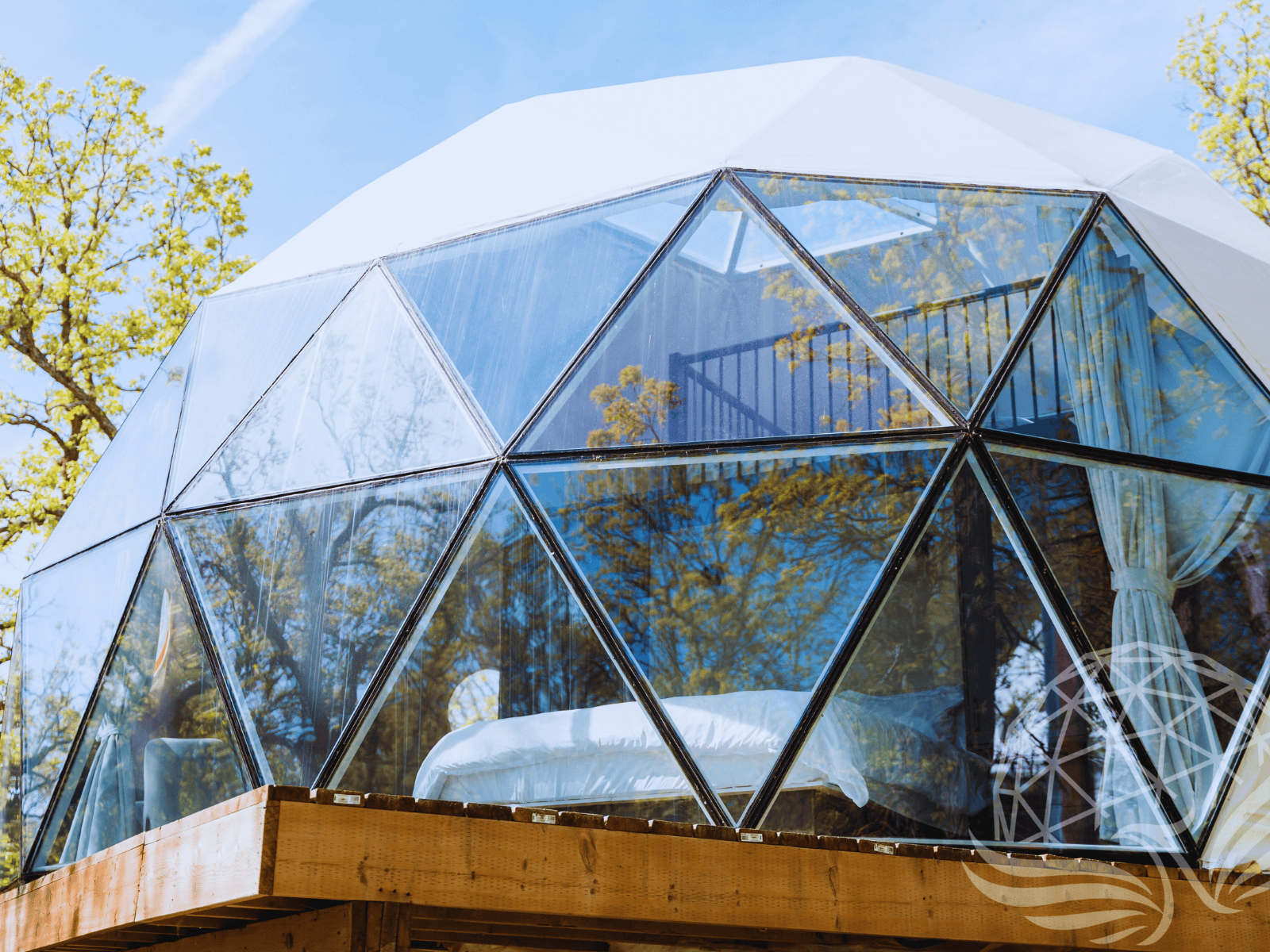 a geodesic dome with panorama windows