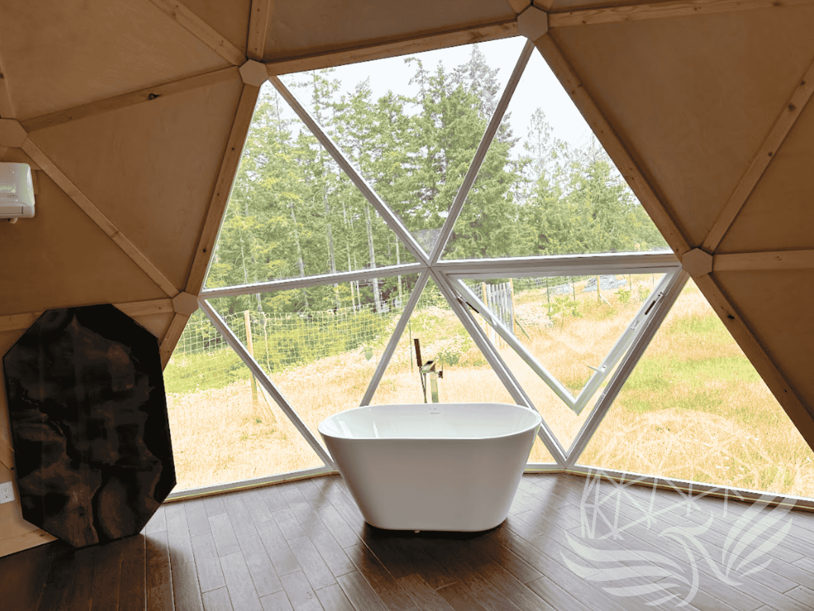 Window and countertop inside a residential dome
