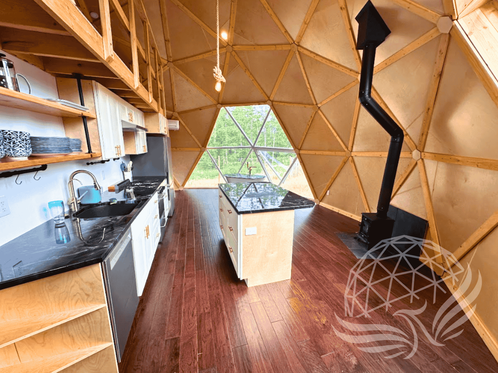 Geodesic residential dome interior