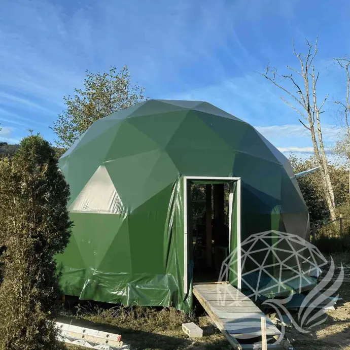 7M Forest Green Glamping Dome – Limited Stock 25% Off 7M Forest Green Geodesic Dome for eco-resorts and retreats