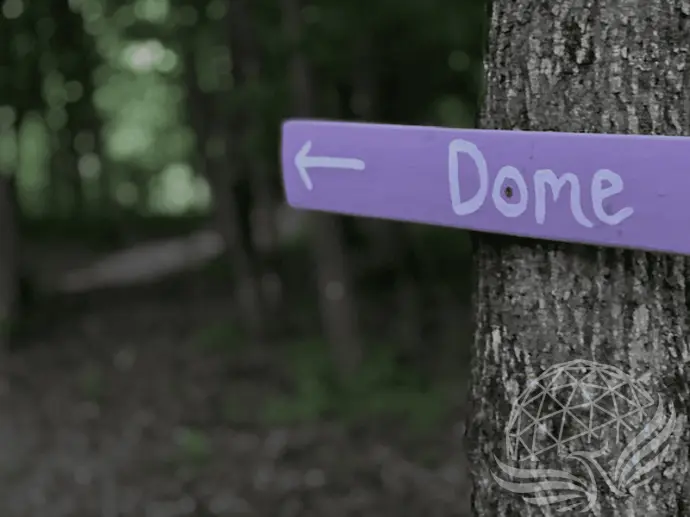 a direction plank pointing to the dome 