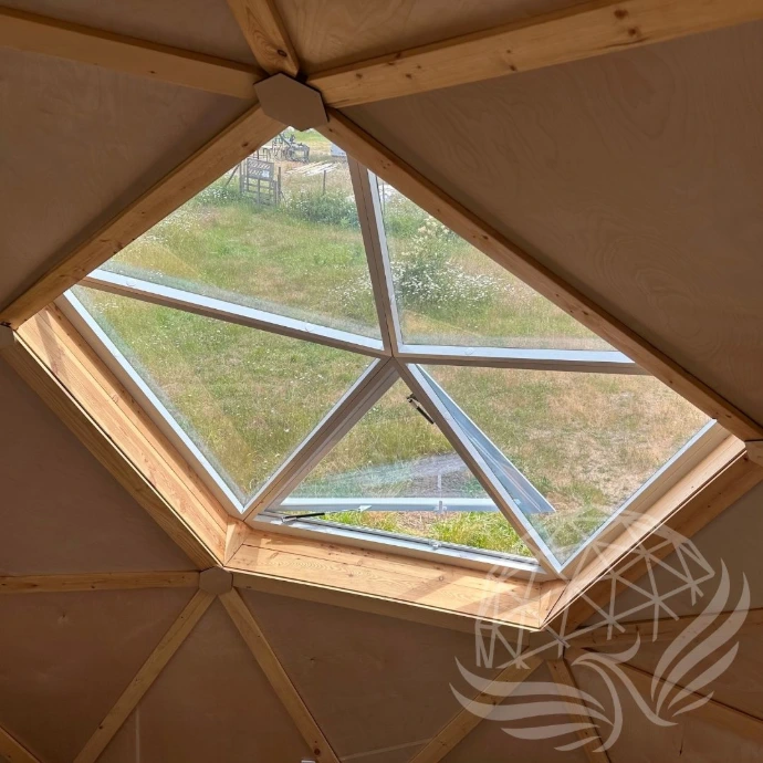 Glass skylight window with triangle opening