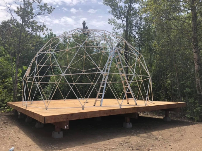dome construction in the woods