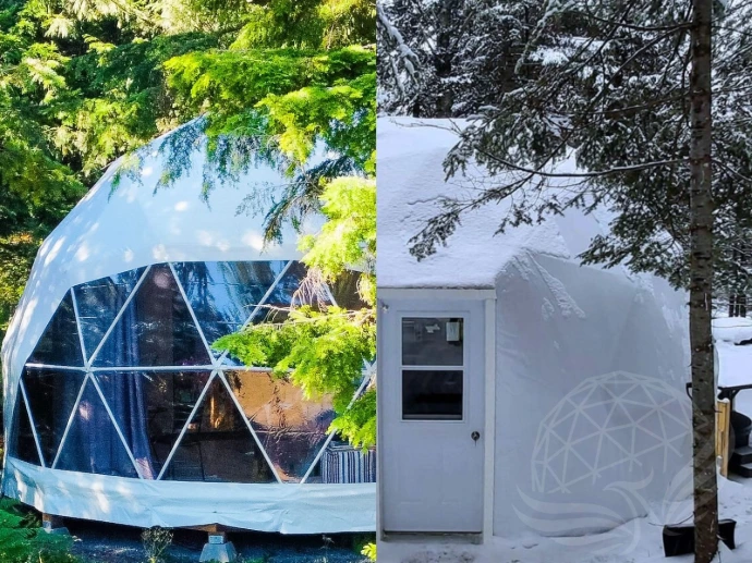 a dome during summer and winter