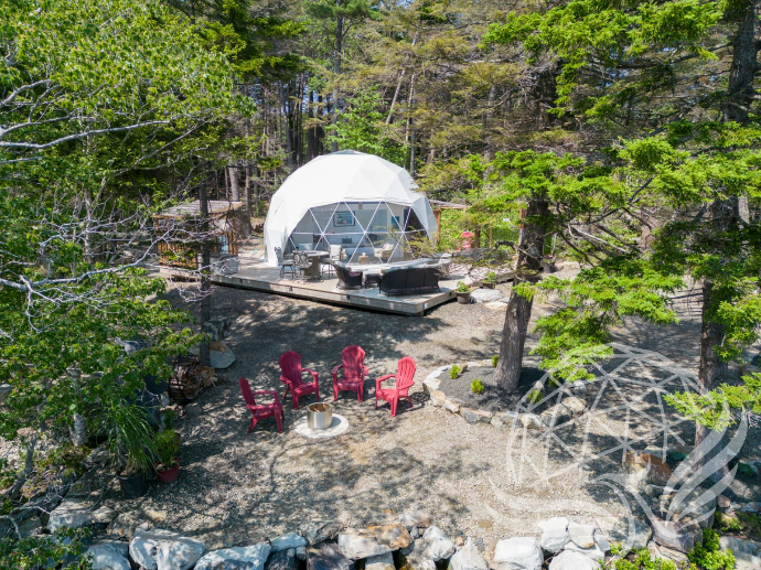 White Geodesic Dome on the forest