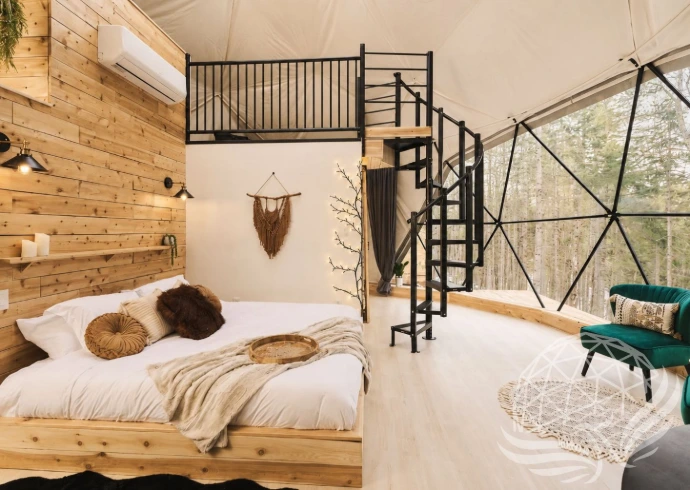 Cozy modern glamping loft retreat