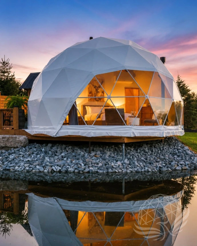 Twilight Geodesic Dome Reflection