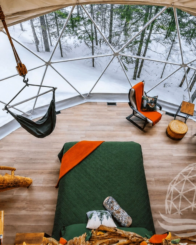 Cozy Glamping Dome in Snowy Forest