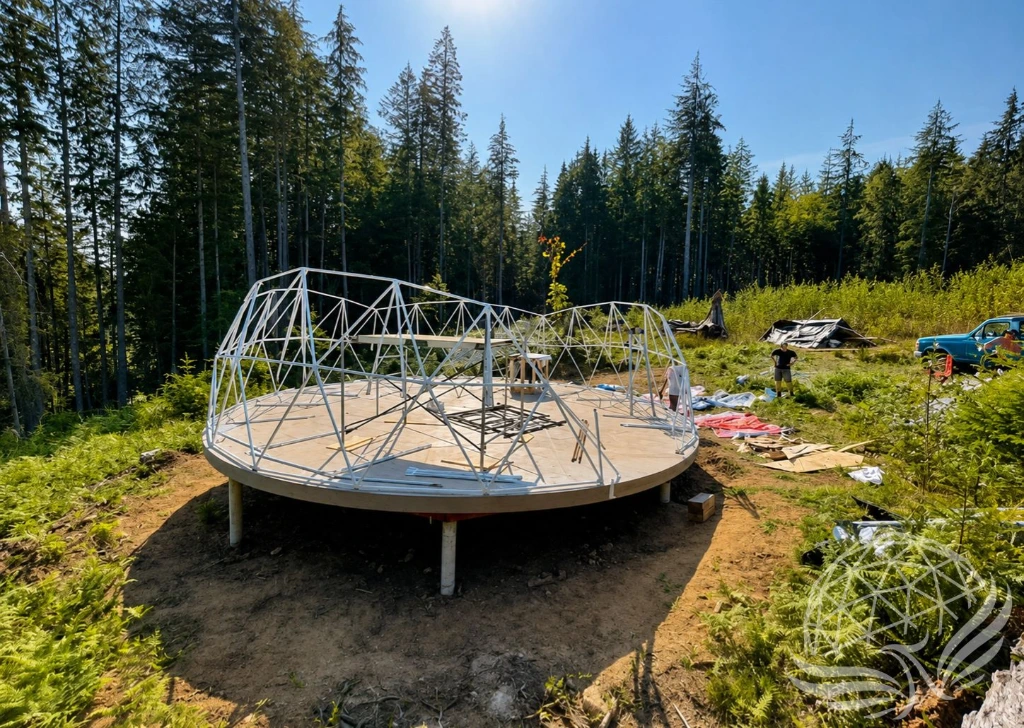 Sunlit Forest Dome Construction Site