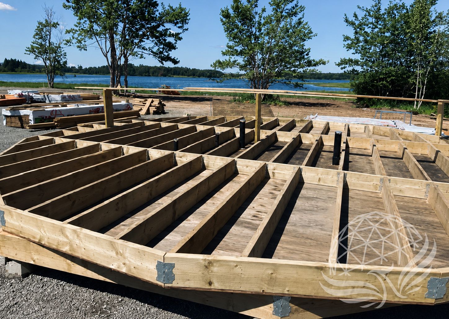 Lakeside Deck Framing Under Construction