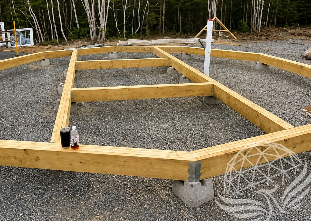 Wooden Foundation Frame in the Forest