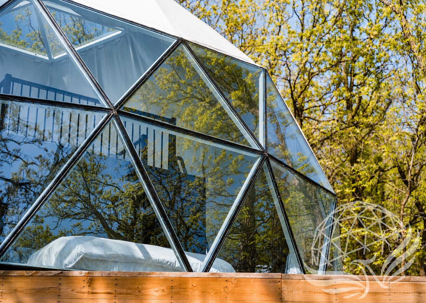 Geodesic Glass Dome in Springtime