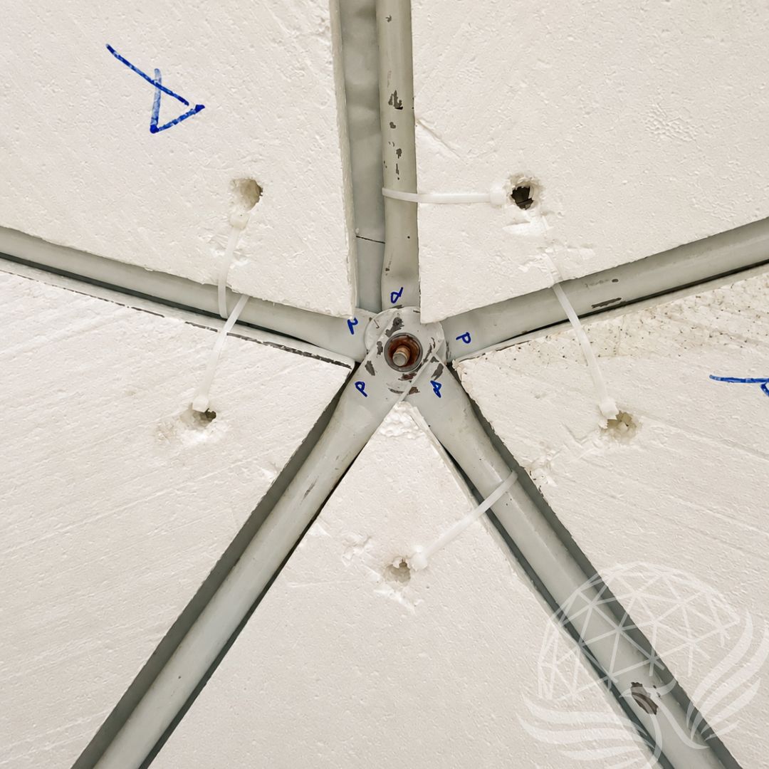 Radial Ceiling Framework with Zip Ties