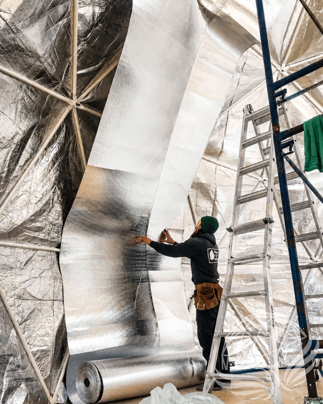Geodesic Dome Insulation Installation