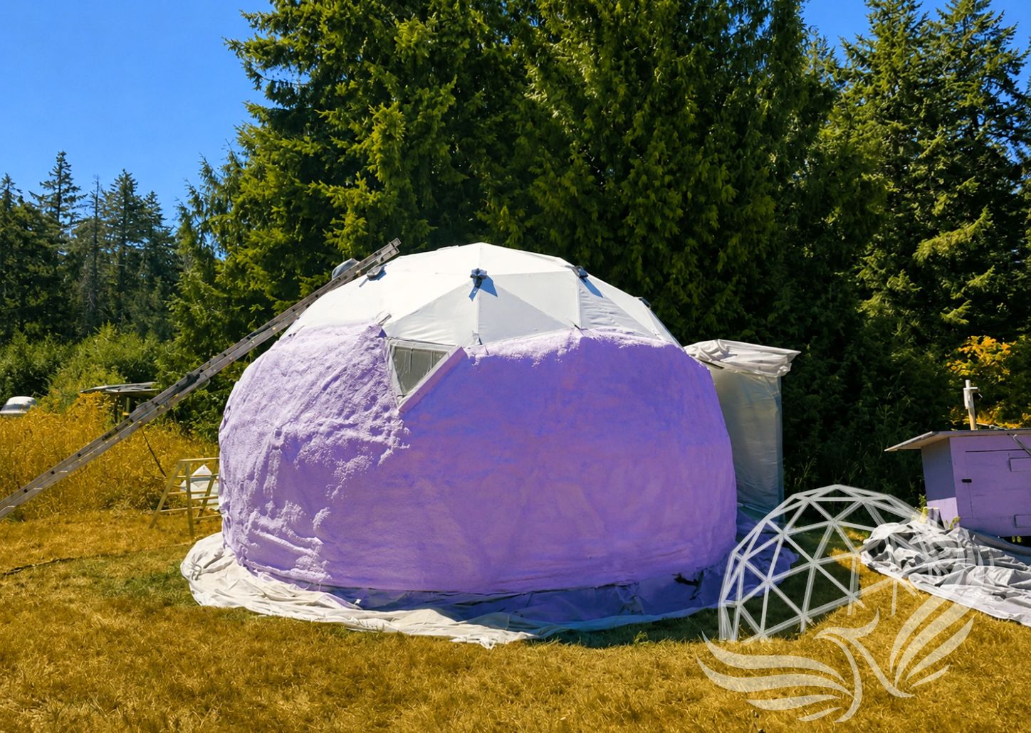 Spray foam insulation installed on Dome's exterior