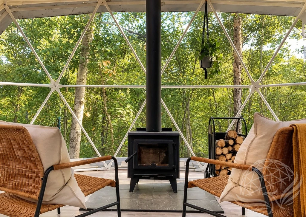 Cozy Geodesic Forest Cabin