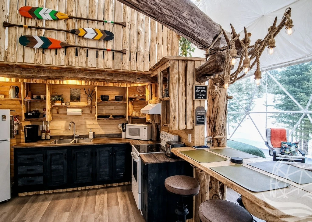 Rustic Dome Cabin Kitchen Retreat