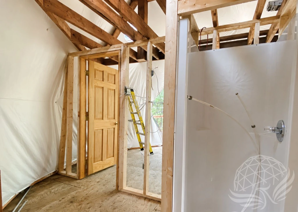Bathroom Renovation with Exposed Framing