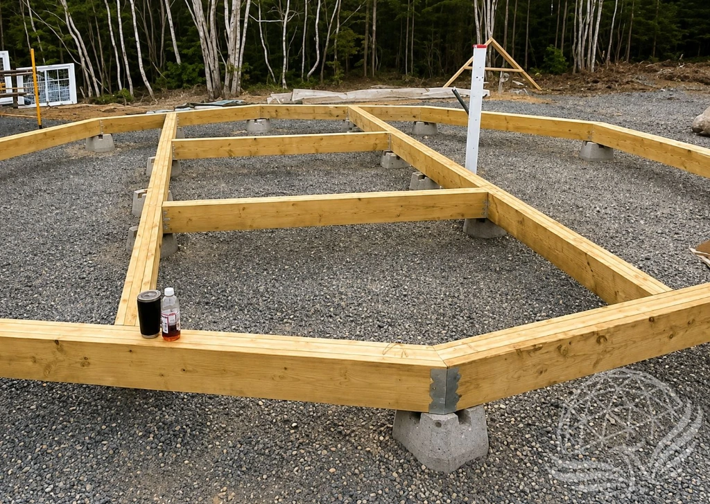 Wooden Foundation Frame in the Forest