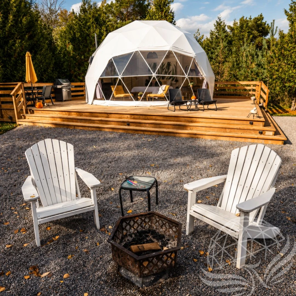 Sunlit Geodesic Dome Glamping Retreat