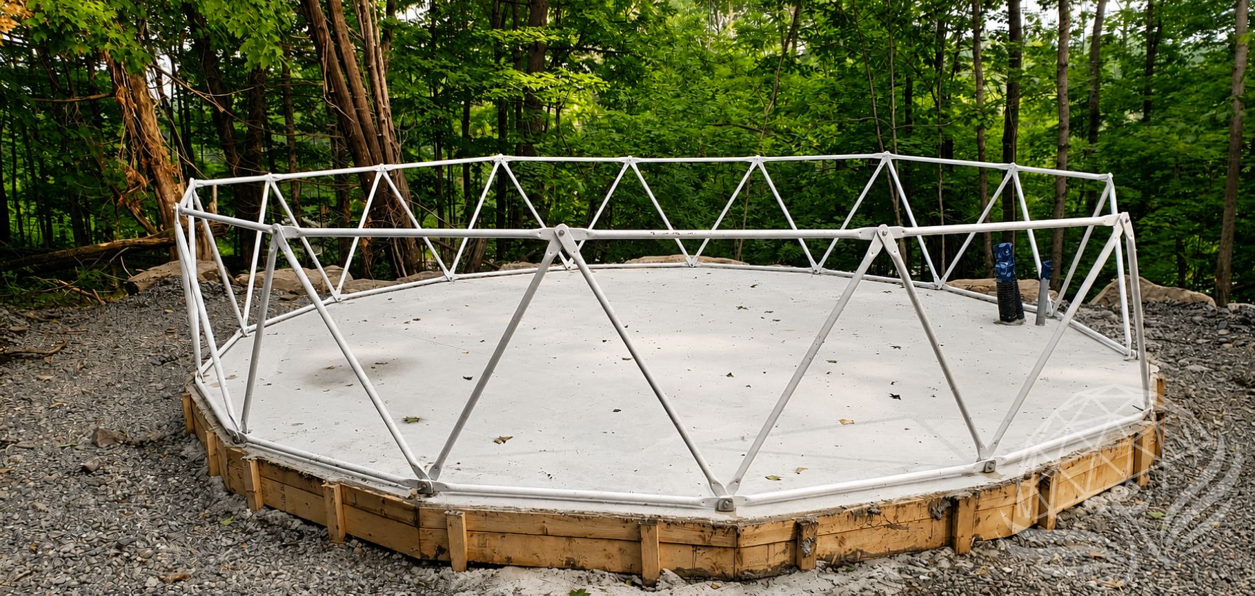Geodesic Platform in Forest Clearing