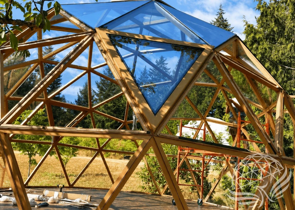 Timber Geodesic Dome Under Construction
