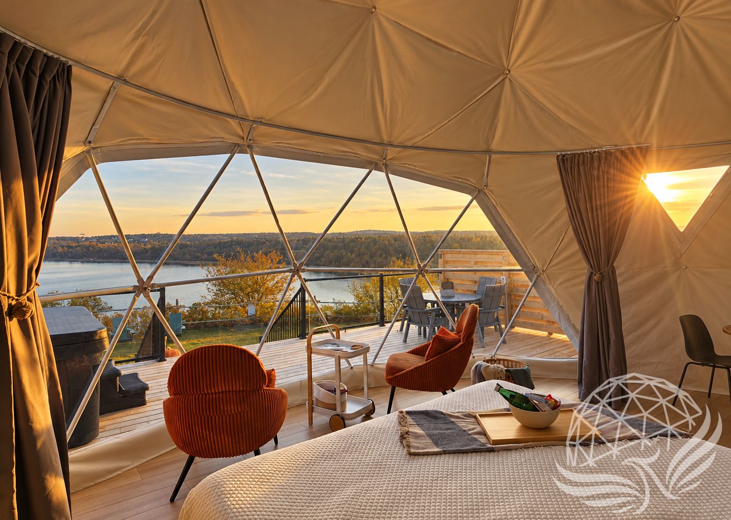 Golden-Hour Geodesic Dome Retreat