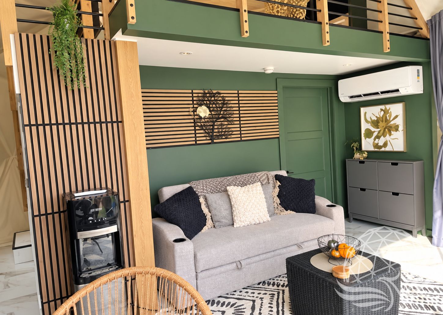 Geodesic dome living area